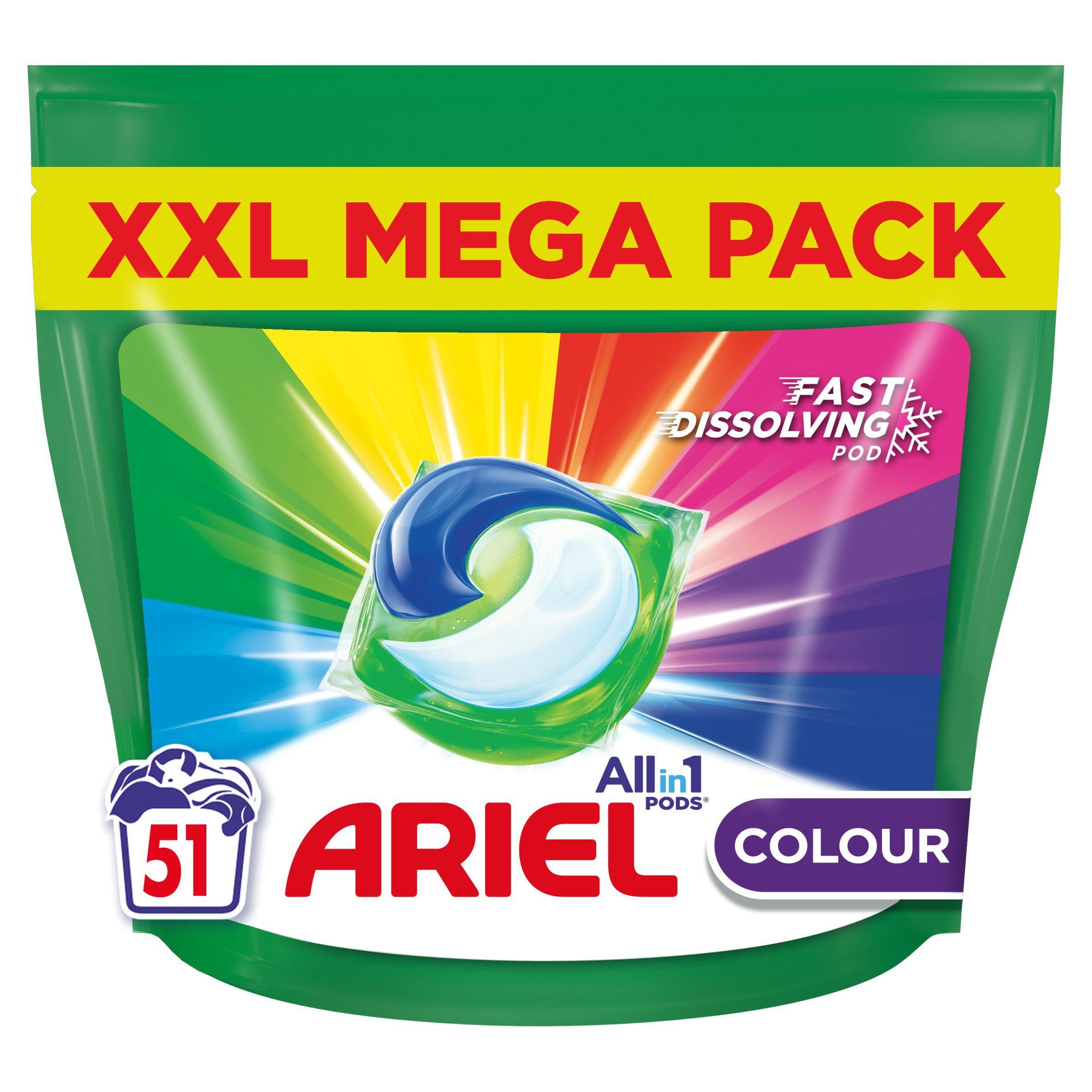 Ariel All-in-1 Pods Washing Liquid Capsules Colour 51 Washes - McGrocer