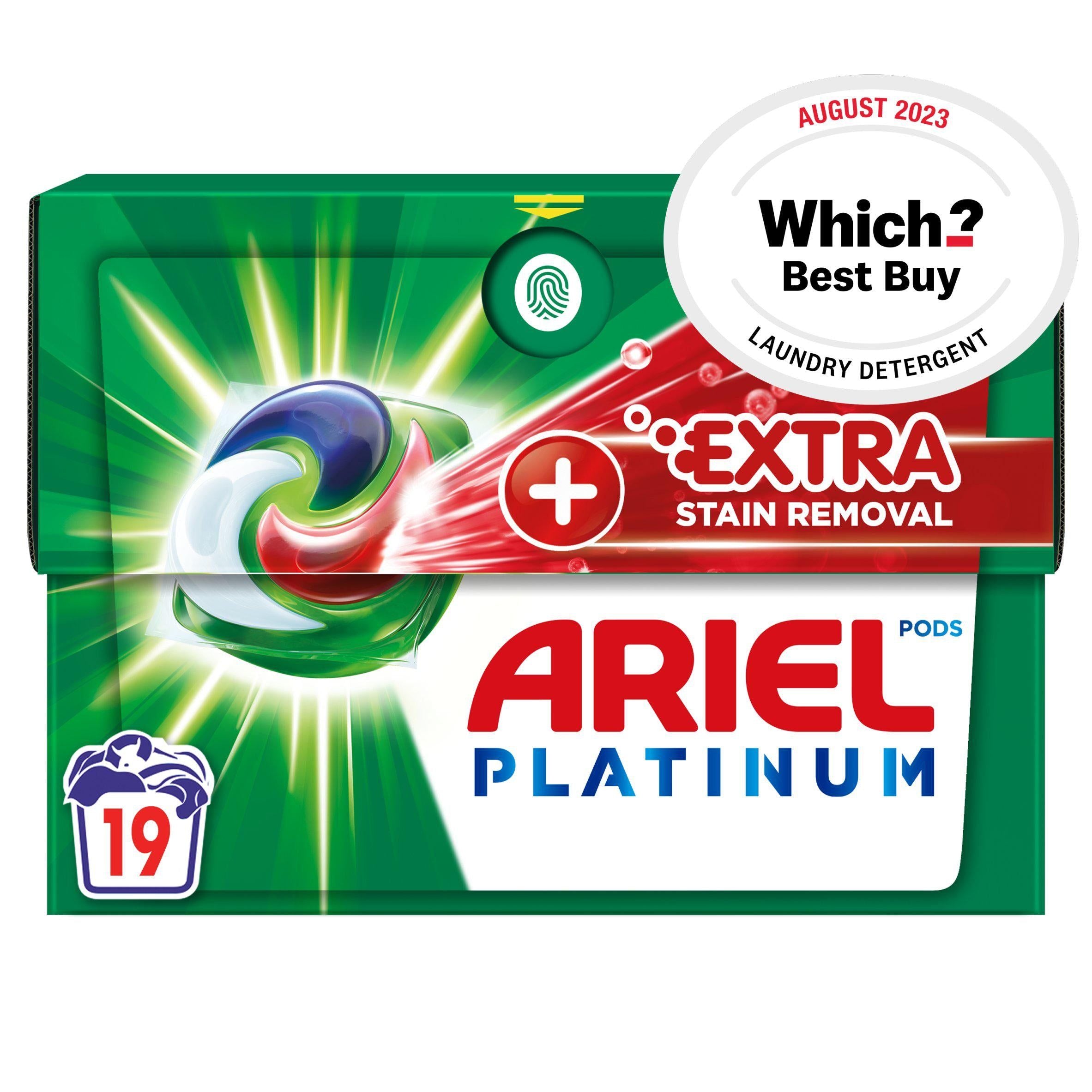 Ariel Platinum Pods Washing Liquid Capsules Extra Stain Removal 19 Washes - McGrocer