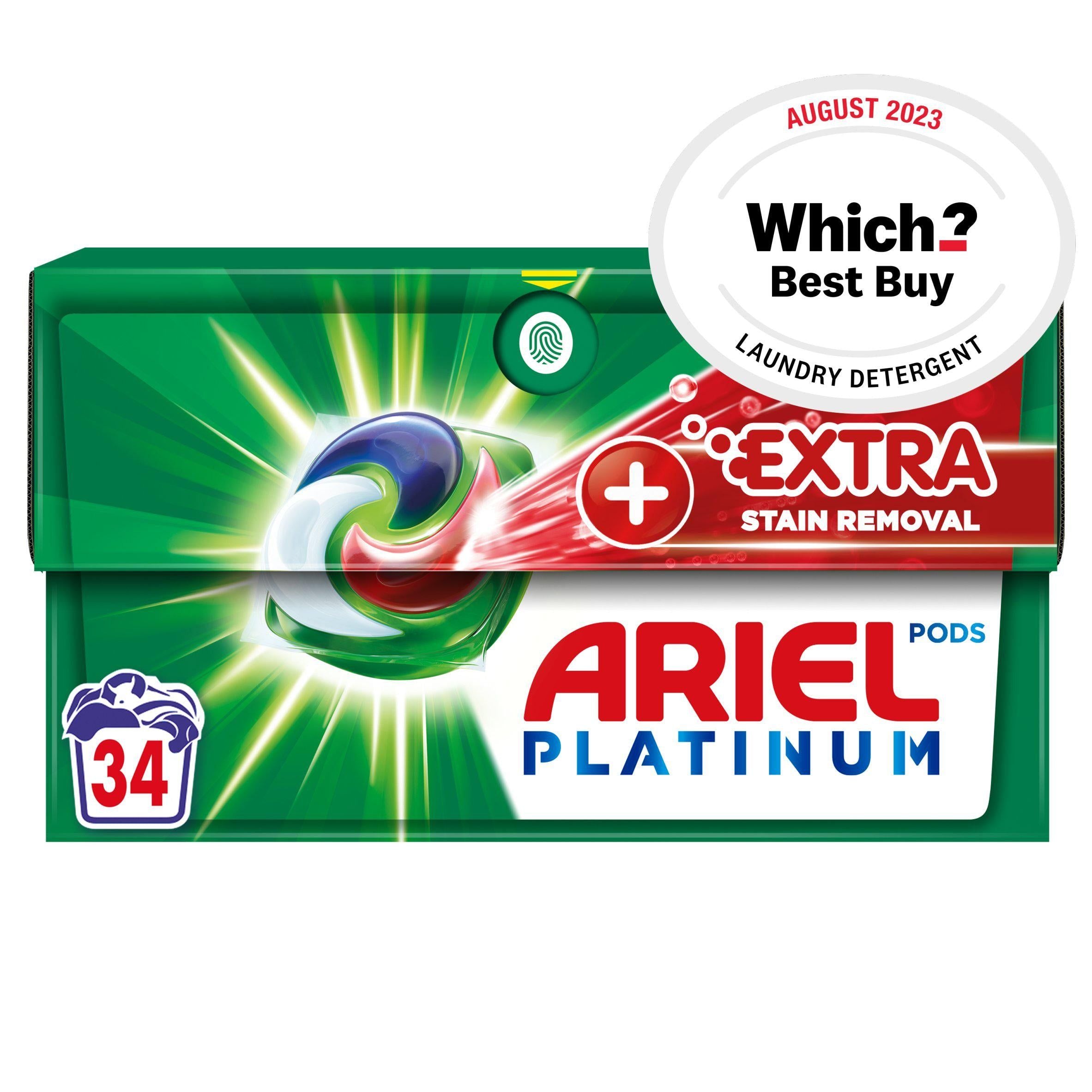 Ariel Platinum Pods Washing Liquid Capsules Extra Stain Removal 34 Washes - McGrocer