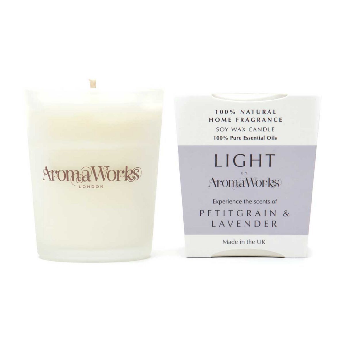 AromaWorks London Light Range - Petitgrain & Lavender 10cl Candle - McGrocer