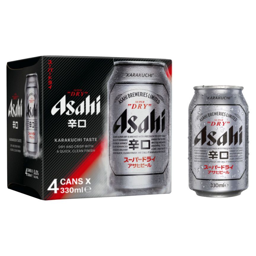 Asahi Super Dry Premium Lager Beer Cans 4 pack - McGrocer