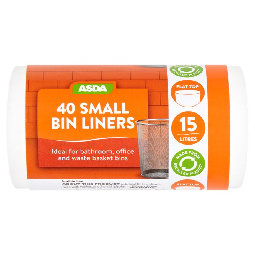 ASDA 40 Small Bin Liners 15 Litres - McGrocer