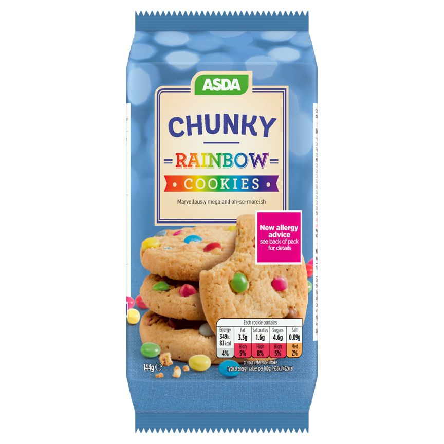 ASDA Chunky Rainbow Cookies 144g - McGrocer