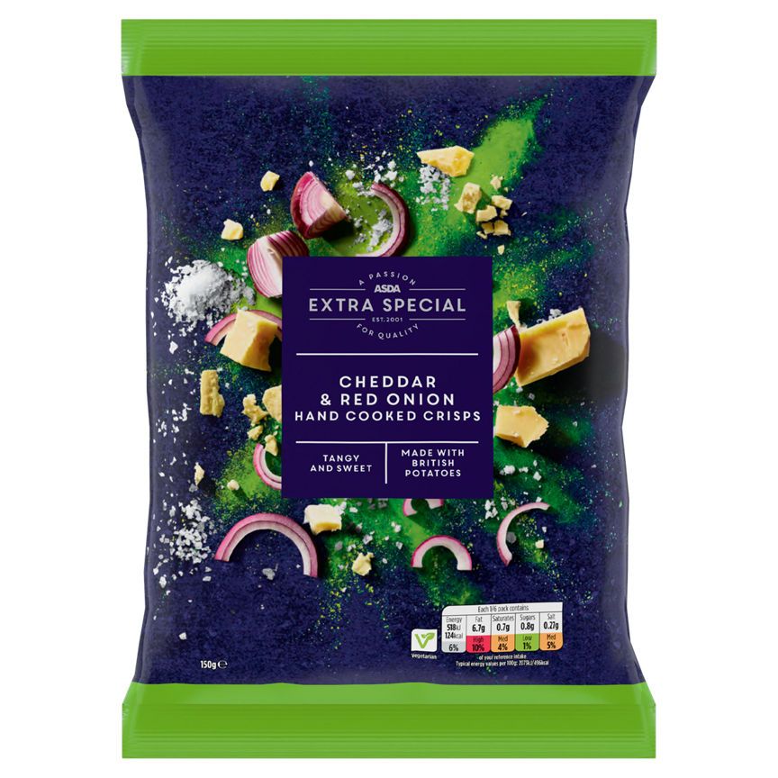 ASDA Extra Special Cheddar & Red Onion Hand Cooked Sharing Crisps - McGrocer