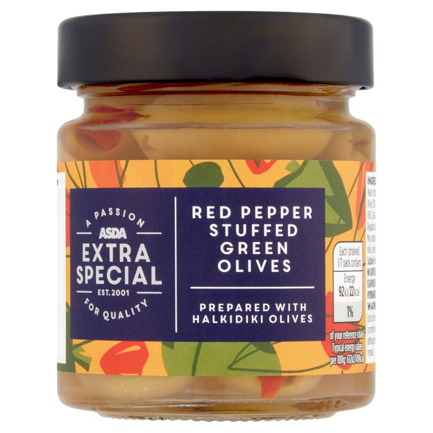 ASDA Extra Special Red Pepper Stuffed Green Olives - McGrocer