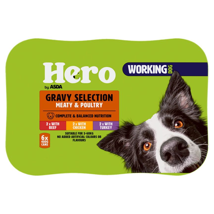 Asda Hero Working Dog Gravy Selection Meaty & Poultry 6 x 400g (2.4kg) - McGrocer
