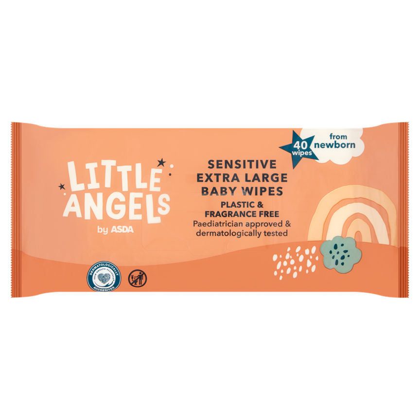 ASDA Little Angels 40 Sensitive Extra Large Baby Wipes - McGrocer
