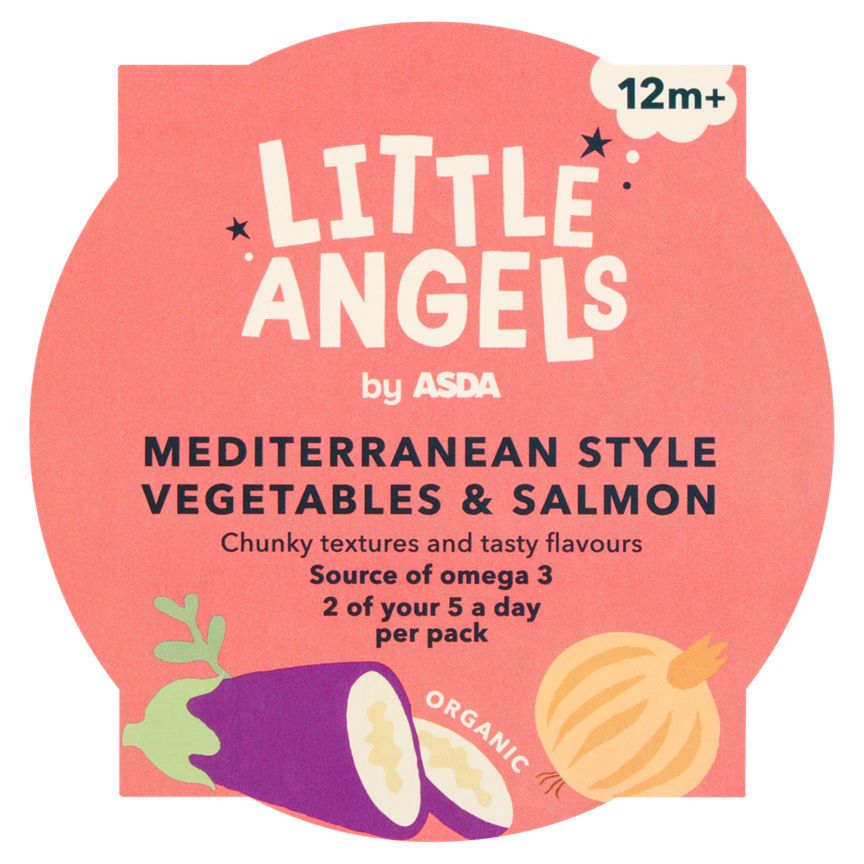 ASDA Little Angels Organic Mediterranean Style Vegetables & Salmon 12m+ 200g - McGrocer
