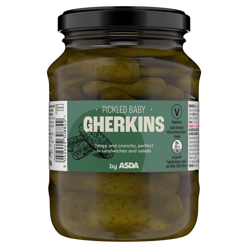 ASDA Pickled Baby Gherkins 340g - McGrocer