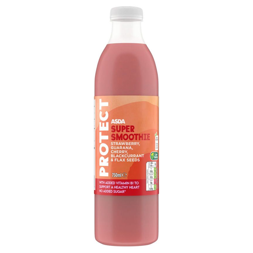 ASDA Protect Super Smoothie Strawberry Guarana Cherry Blackcurrant & Flax Seeds - McGrocer