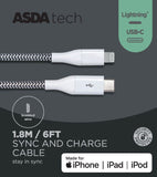 ASDA Tech Lighting to USB-C Cable - White 1.8m - McGrocer