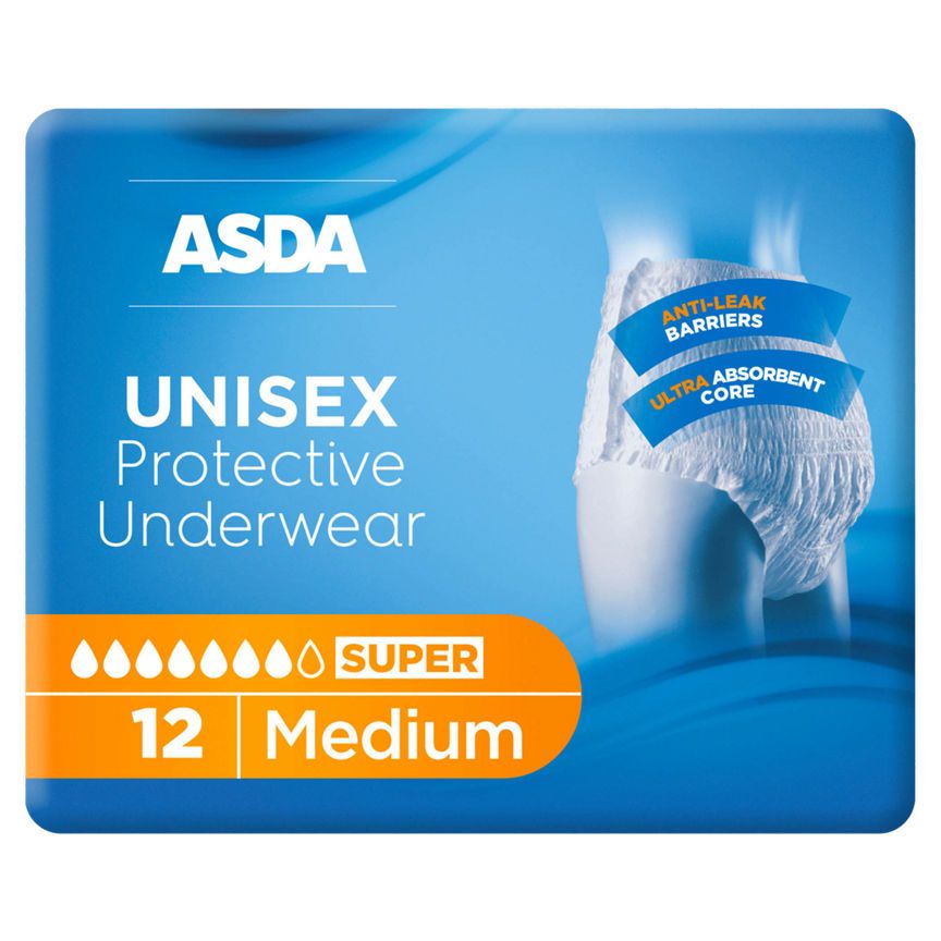 ASDA UNISEX Super Absorbent Underwear Incontinence Pants Medium - McGrocer