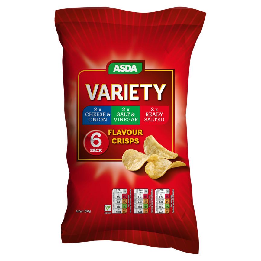 ASDA Variety Flavour Crisps 6 x 25g (150g) - McGrocer