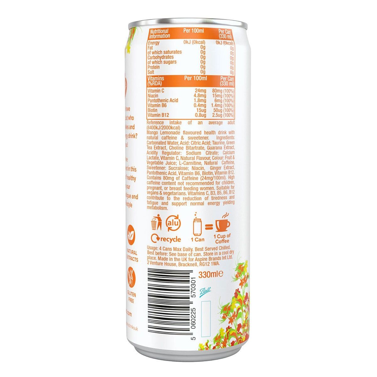 Aspire Mango Lemonade and Raspberry, 12 x 330ml - McGrocer