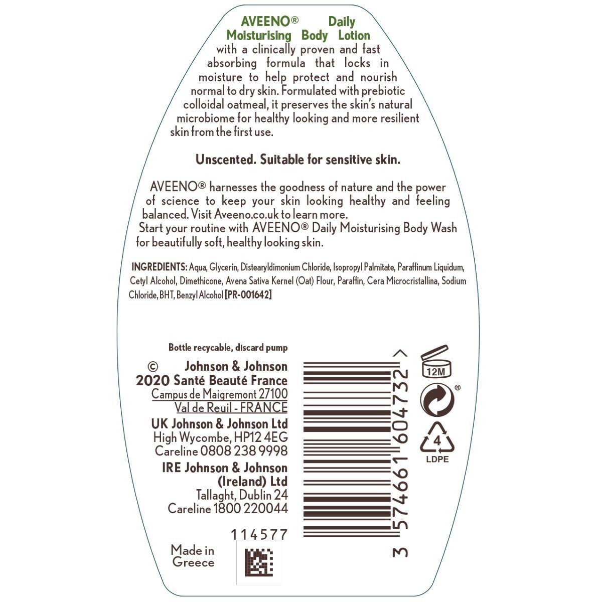 Aveeno Daily Moisturising Body Lotion, 2 x 500ml - McGrocer