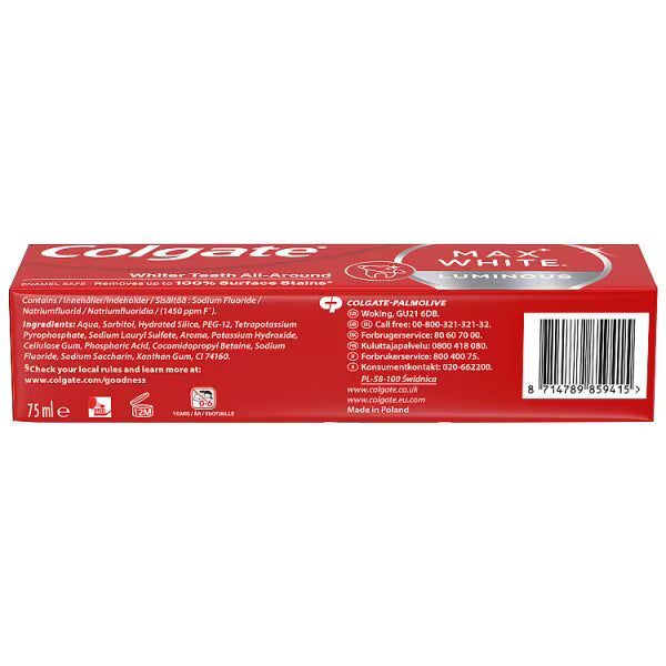 Colgate Max White Luminous Mint whitening toothpaste 75ml - British product