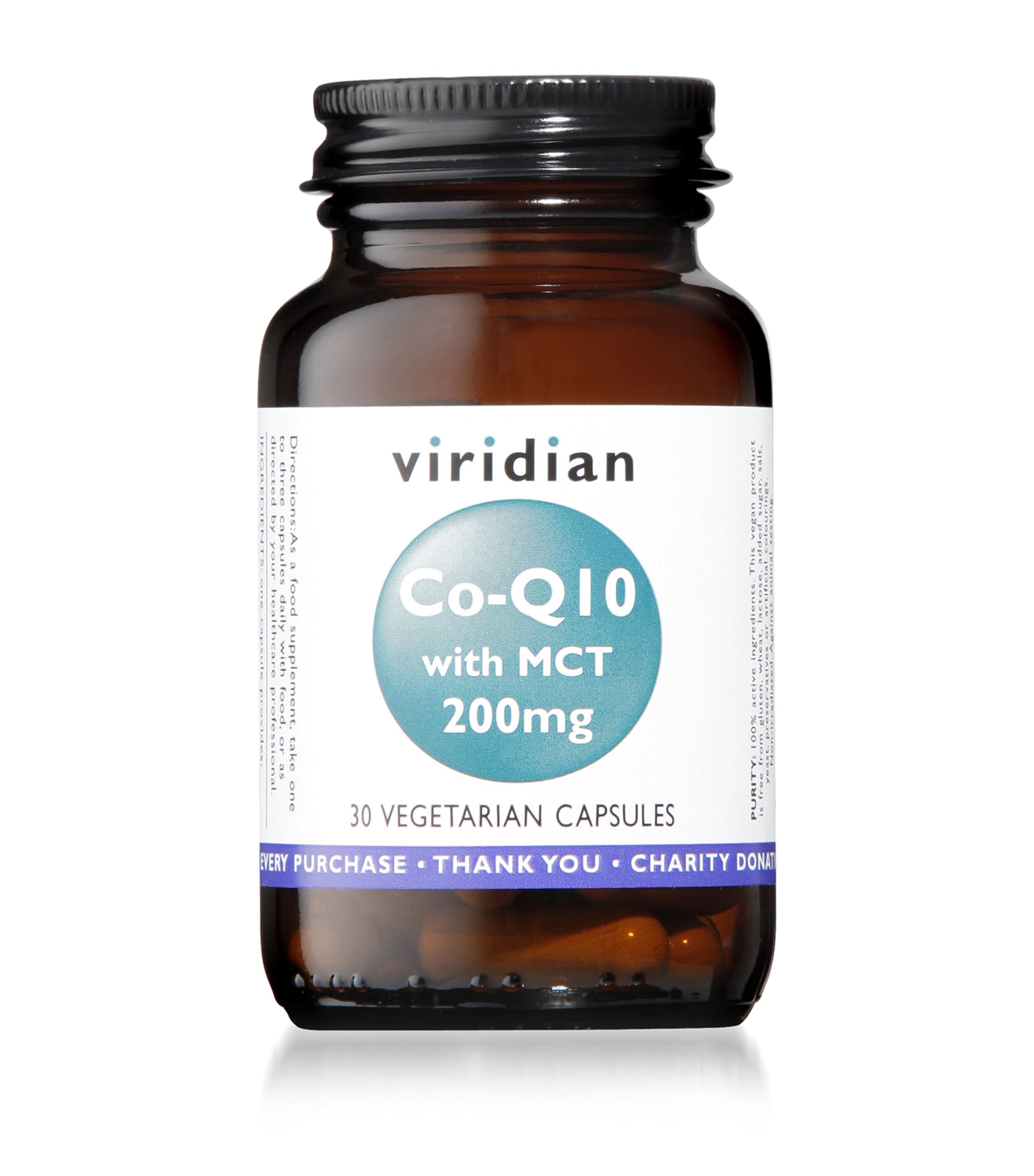 Viridian Co-Enzyme Q10 with MCT supplement capsules 200mg 30 capsules (British brand)