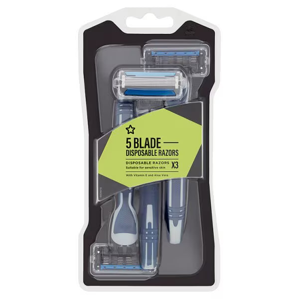 Superdrug 5 Blade Disposable Razor x3 (British brand)