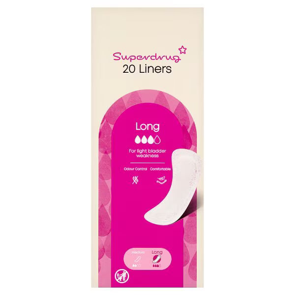 Superdrug Long Disposable Panty Liners 20 Pack (British brand)