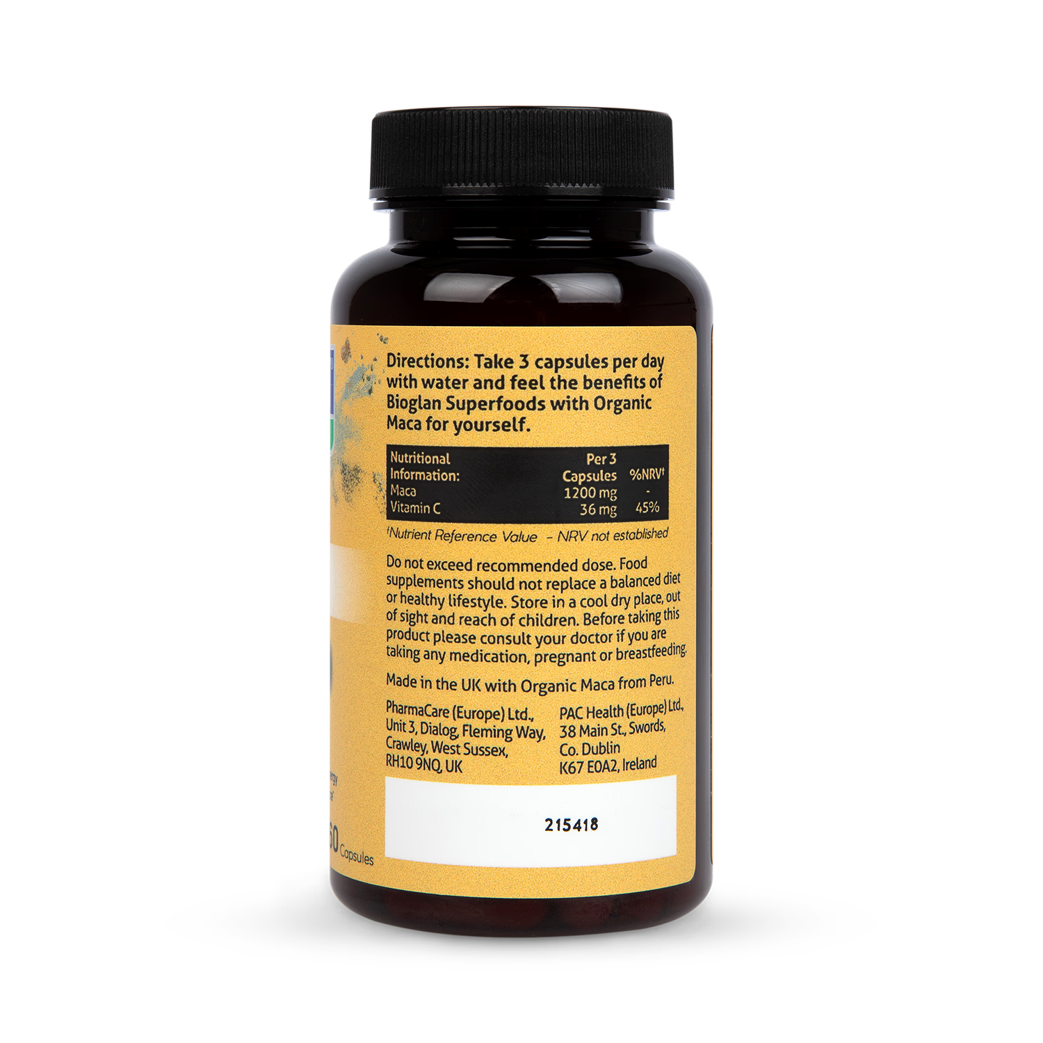 Bioglan Organic Maca Capsules 60 - British product