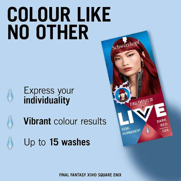 Schwarzkopf Live Colour Dark Red semi-permanent hair dye, UK version