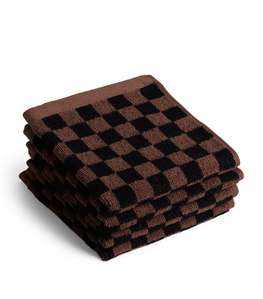 BAINA check quill facecloths set of 4 30x30cm - British product