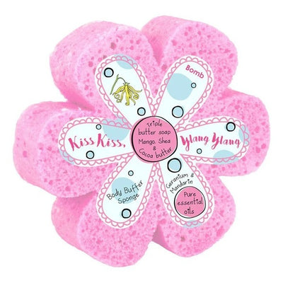 Bomb Cosmetics Body Buffer Soap Sponge Kiss Kiss Ylang Ylang Shower Tool