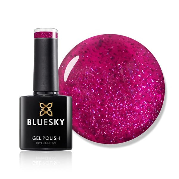 Bluesky pink gel polish with glitter finish - British product