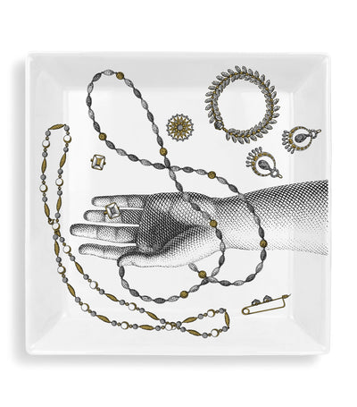Fornasetti Square Mano e Gioielli Ceramic Ashtray