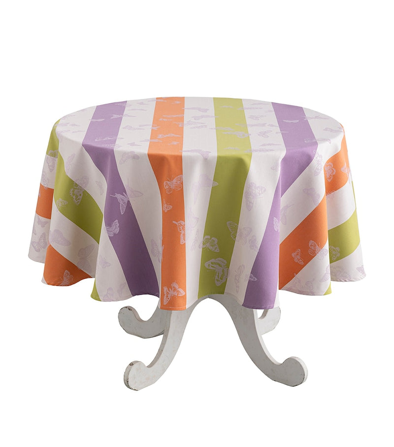 Le Jacquard Français coated butterfly round tablecloth 175cm diameter, UK version