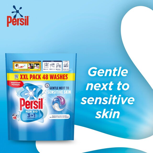 Persil Non Bio 3 in 1 Laundry Washing Detergent Capsules 48 Washes   48 per pack - McGrocer