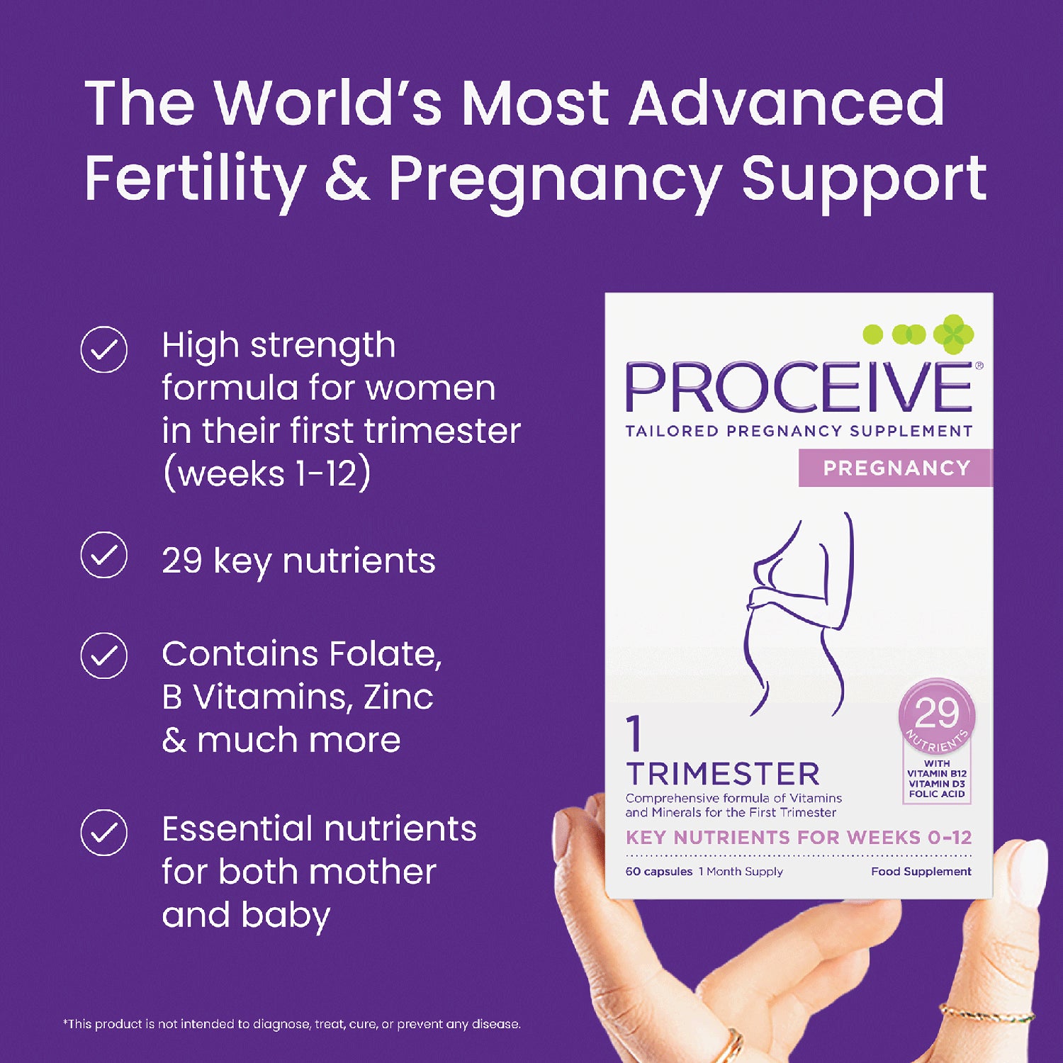 Proceive Pregnancy Trimester 1 60 Capsules, imported from the UK