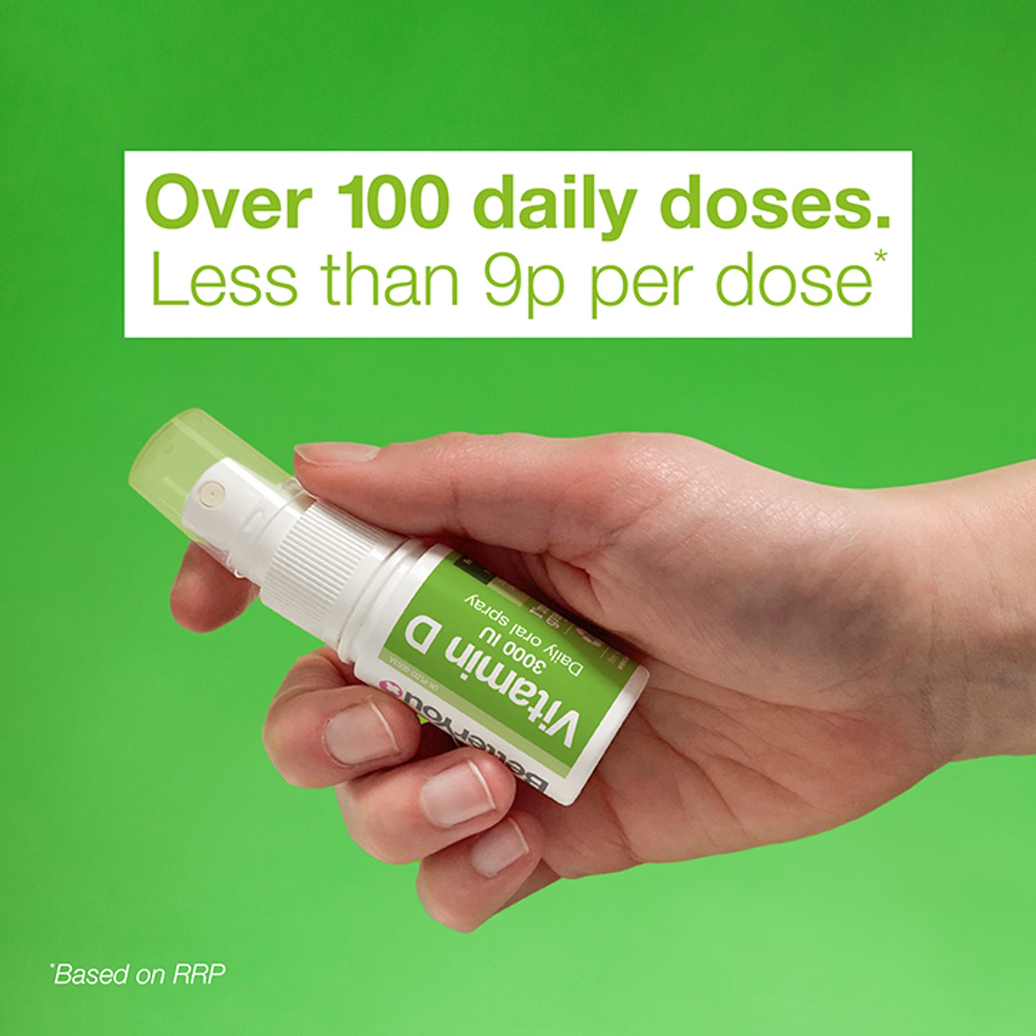 BetterYou D3000 Vitamin D oral spray peppermint 15ml - British product