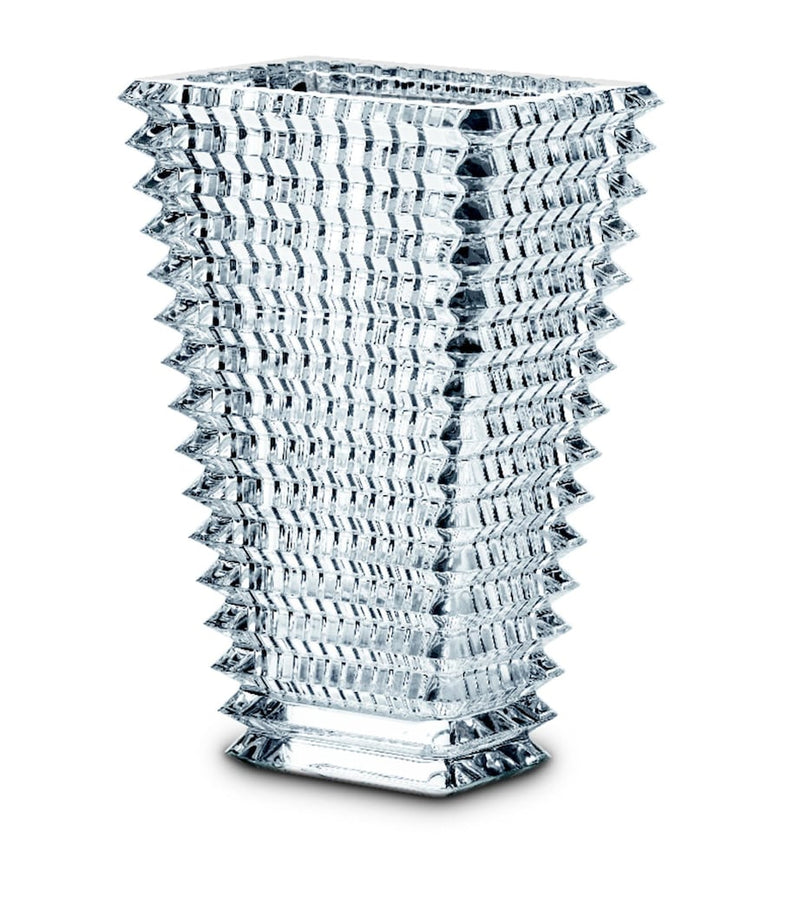 Baccarat wave-pattern crystal rectangular vase 30cm - British product