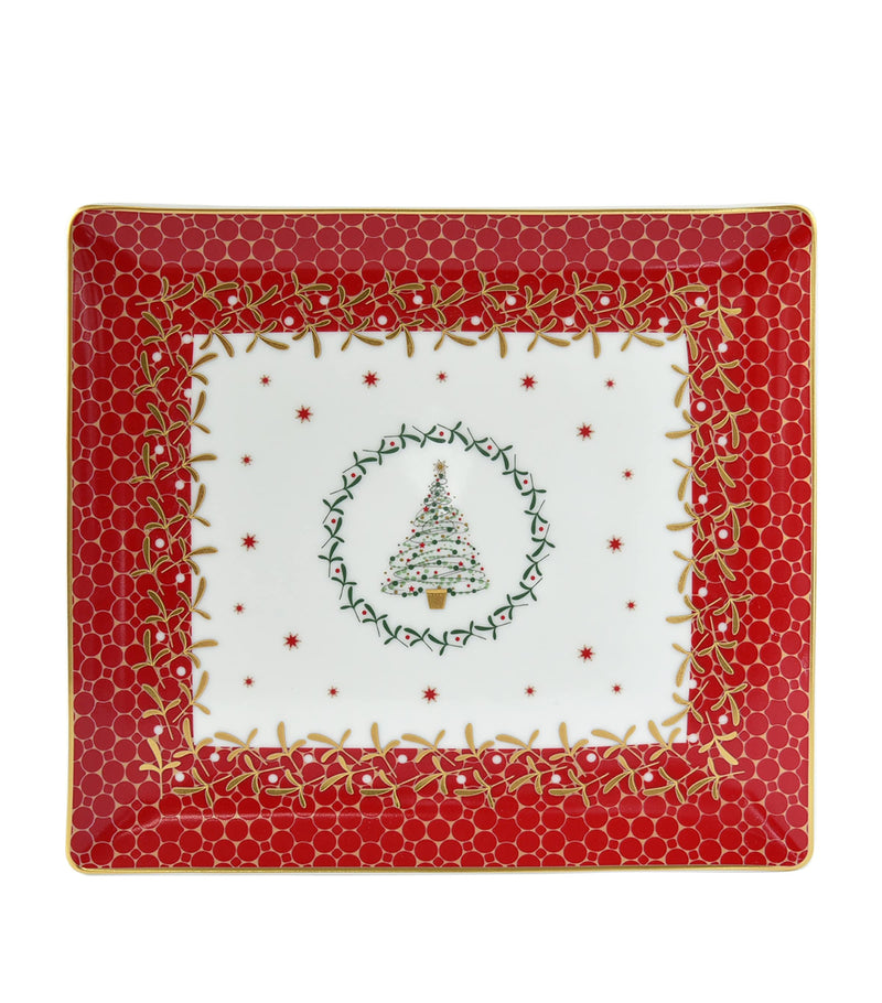 Bernardaud Noël rectangular porcelain tray 22cm x 19.5cm - British product