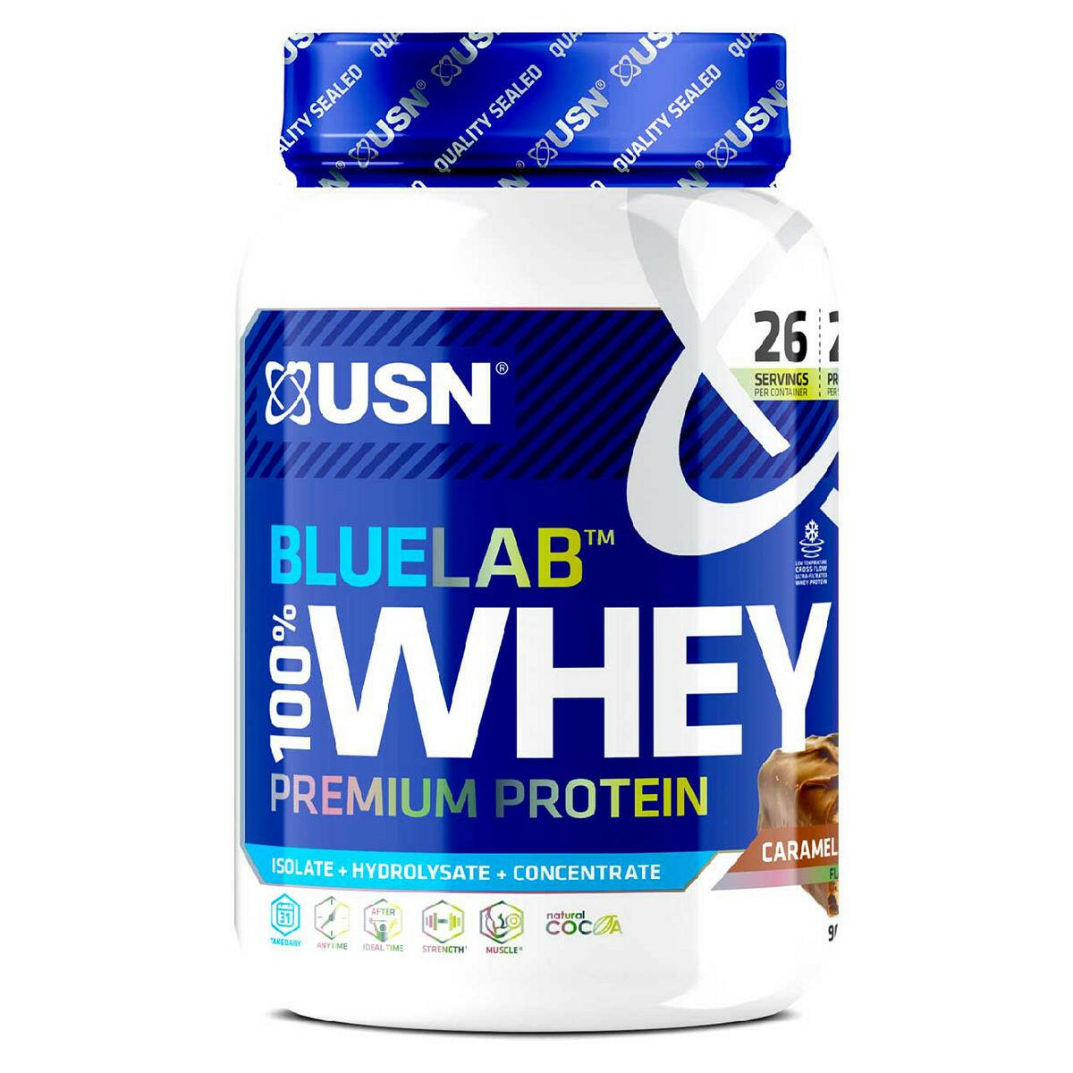 USN BlueLab 100% Whey Premium Protein Caramel Chocolate Flavour 908g GOODS Boots   