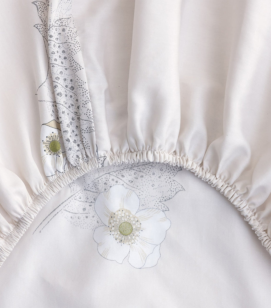 Yves Delorme organic cotton sateen floral print king fitted sheet 150x200cm (British brand)