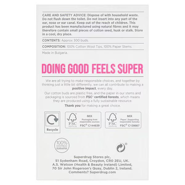 Superdrug Cotton Wool Buds 300 value pack (British brand)