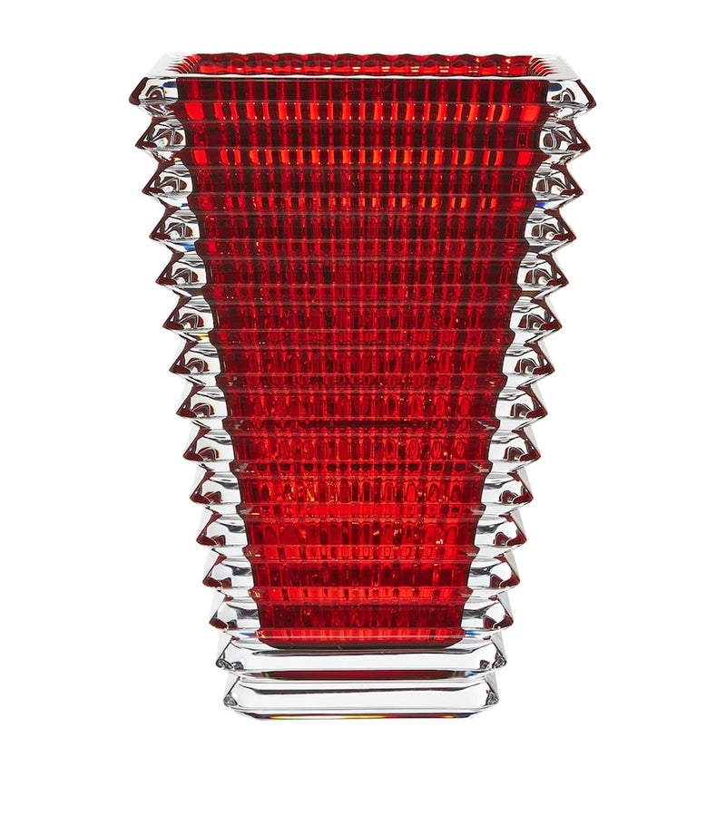 Baccarat rectangular red crystal vase 20cm - British product