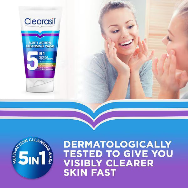 Clearasil 5 in 1 Acne Face Wash 150ml, imported from the UK