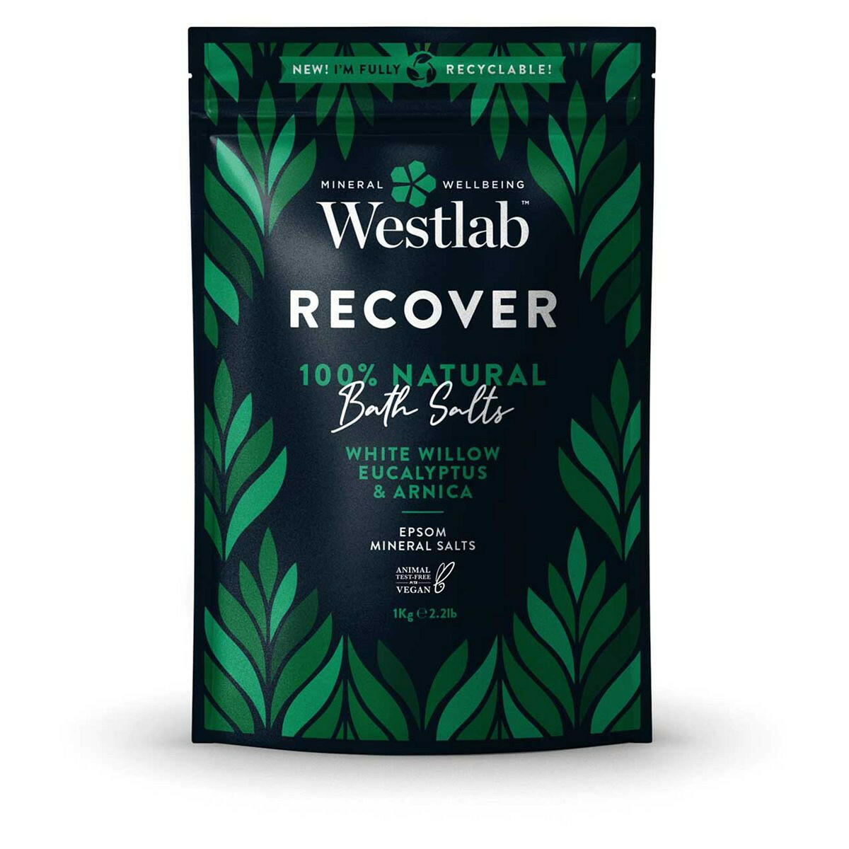 Westlab Recover Epsom Bath Salts with Eucalyptus 1kg Vegetarian & Vegan Boots   
