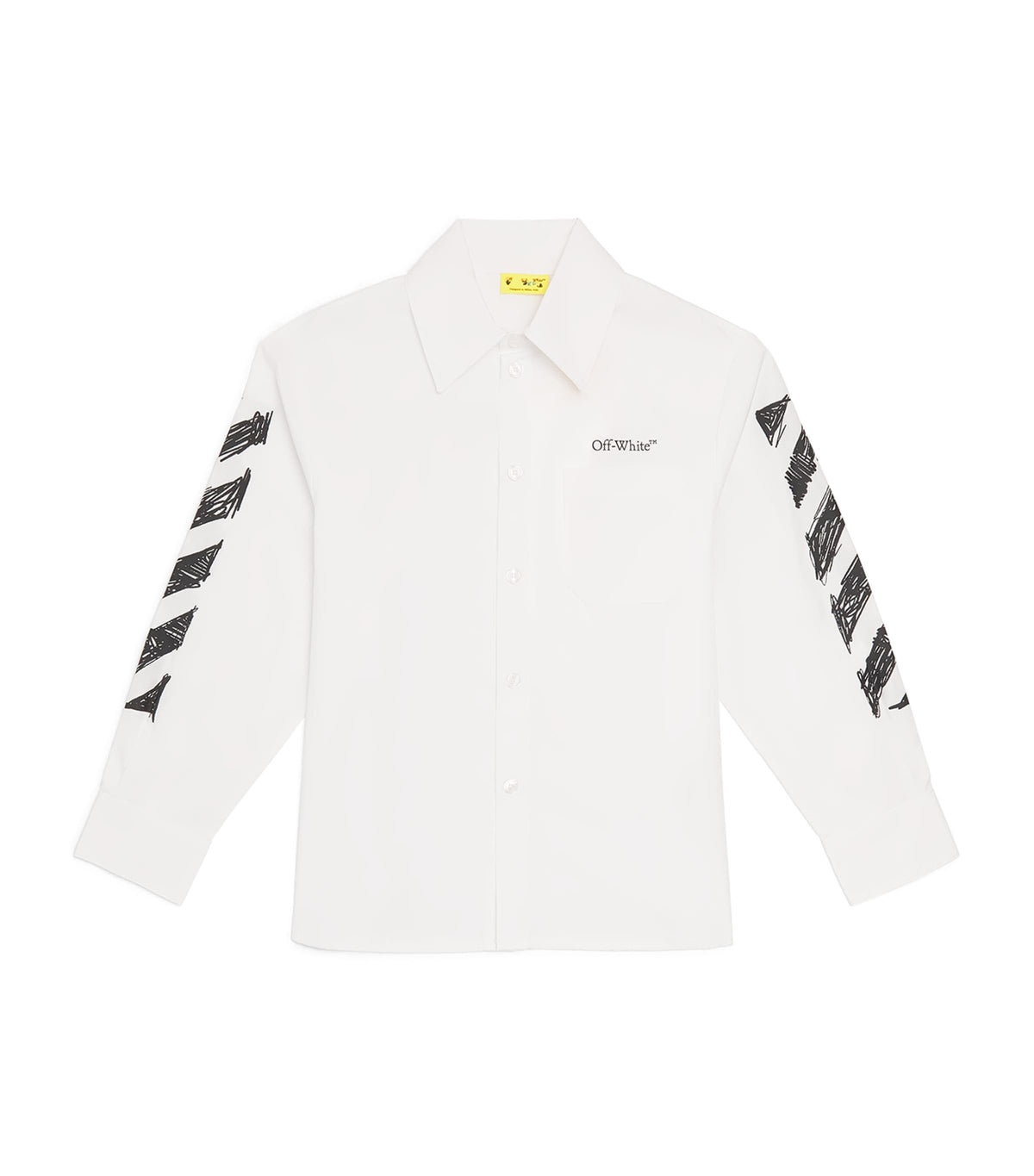 Off-White kids cotton diagonal sketch shirt (4-12+ years), imported from the UK