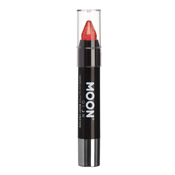 Moon Glow UV glitter body crayons Red, imported from the UK
