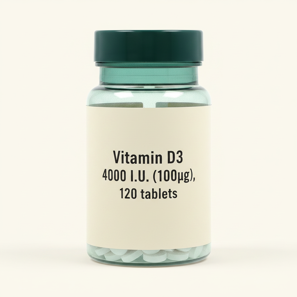 Holland & Barrett Vitamin D3 4000 IU 120 Tablets, imported from the UK
