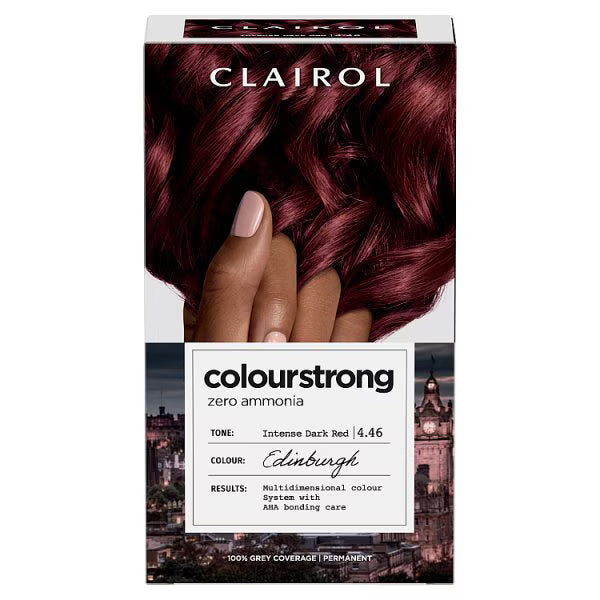 Clairol ColourStrong permanent hair dye intense dark red - British product