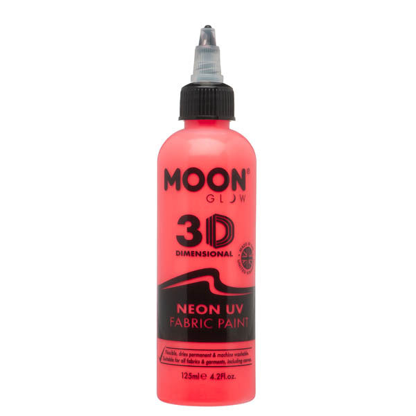 Moon Glow Neon UV Fabric Paint Intense Red 125ml, imported from the UK