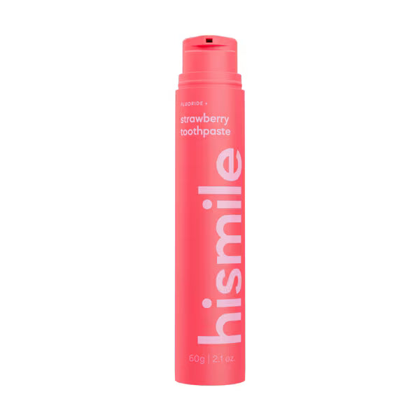 Hismile strawberry flavoured toothpaste tube for oral care, UK version