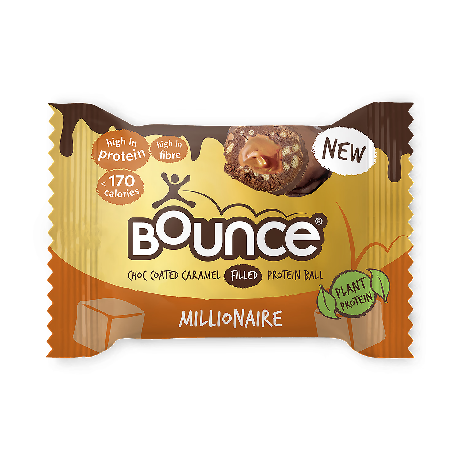Bounce Dipped Chocolate Caramel Millionaire Plant Protein Ball 40g