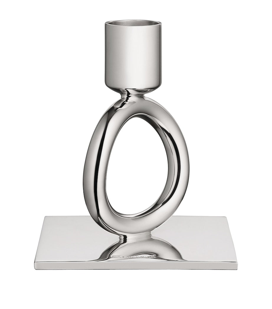 Christofle silver-plated Vertigo ring candlestick holder - British product