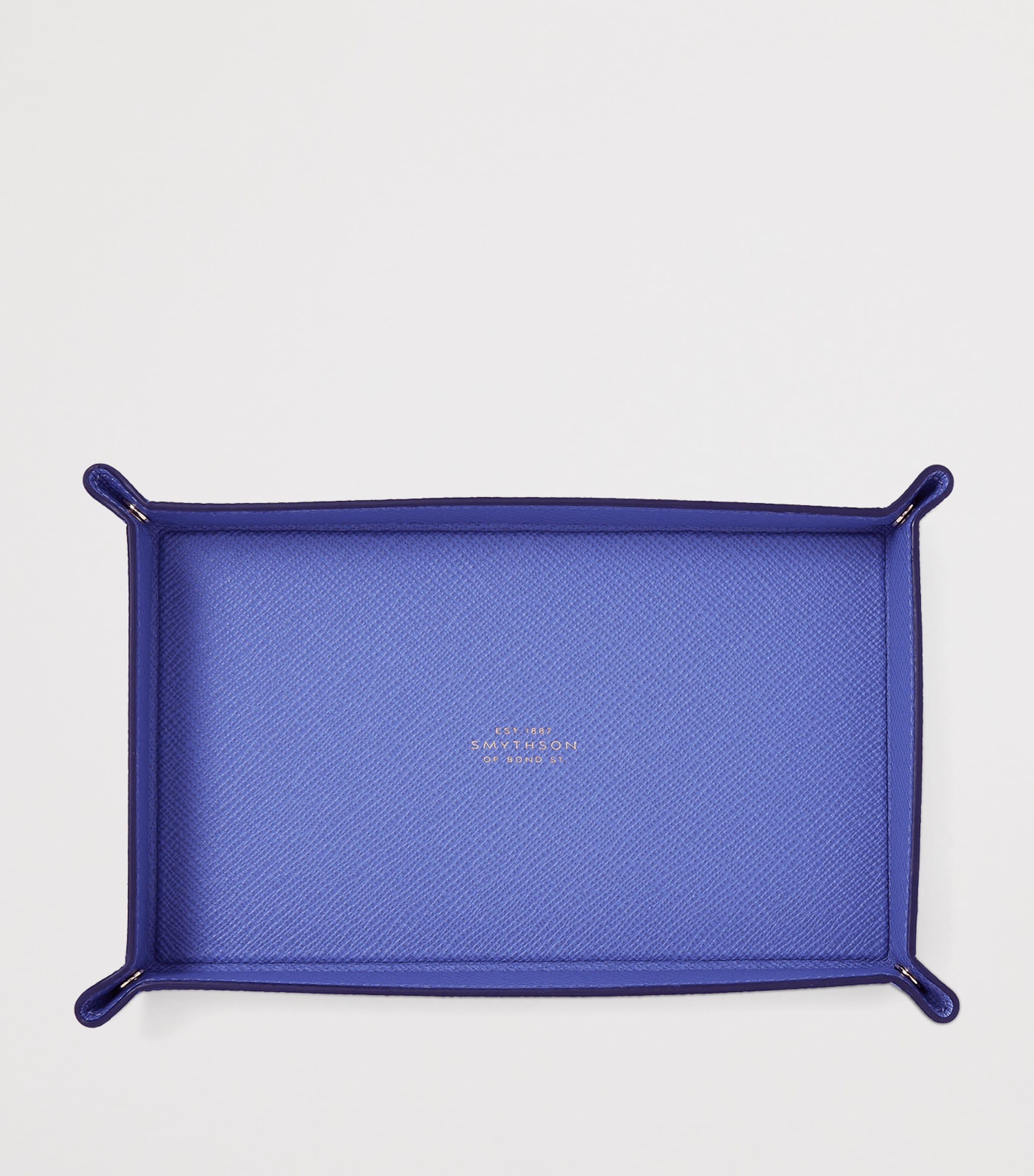 Smythson small leather Panama rectangular trinket tray (British brand)
